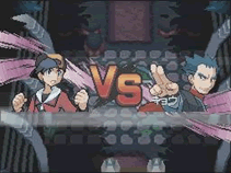 Dieser Screenshot zeigt den Beginn des Kampfs mit Top Vier-Mitglied Koga in HeartGold & SoulSilver.